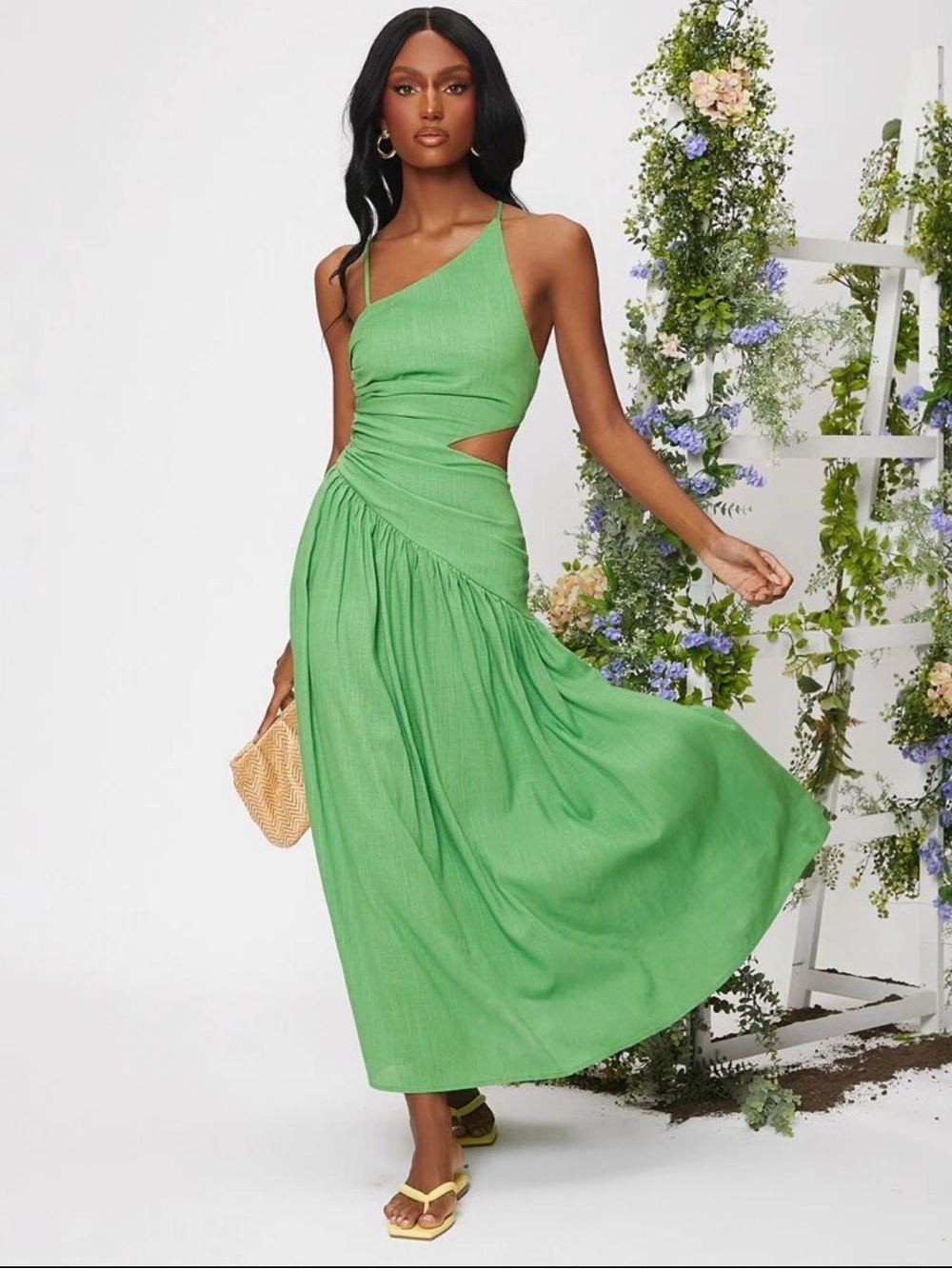 Asymmetrical Cutout Midi Dress
